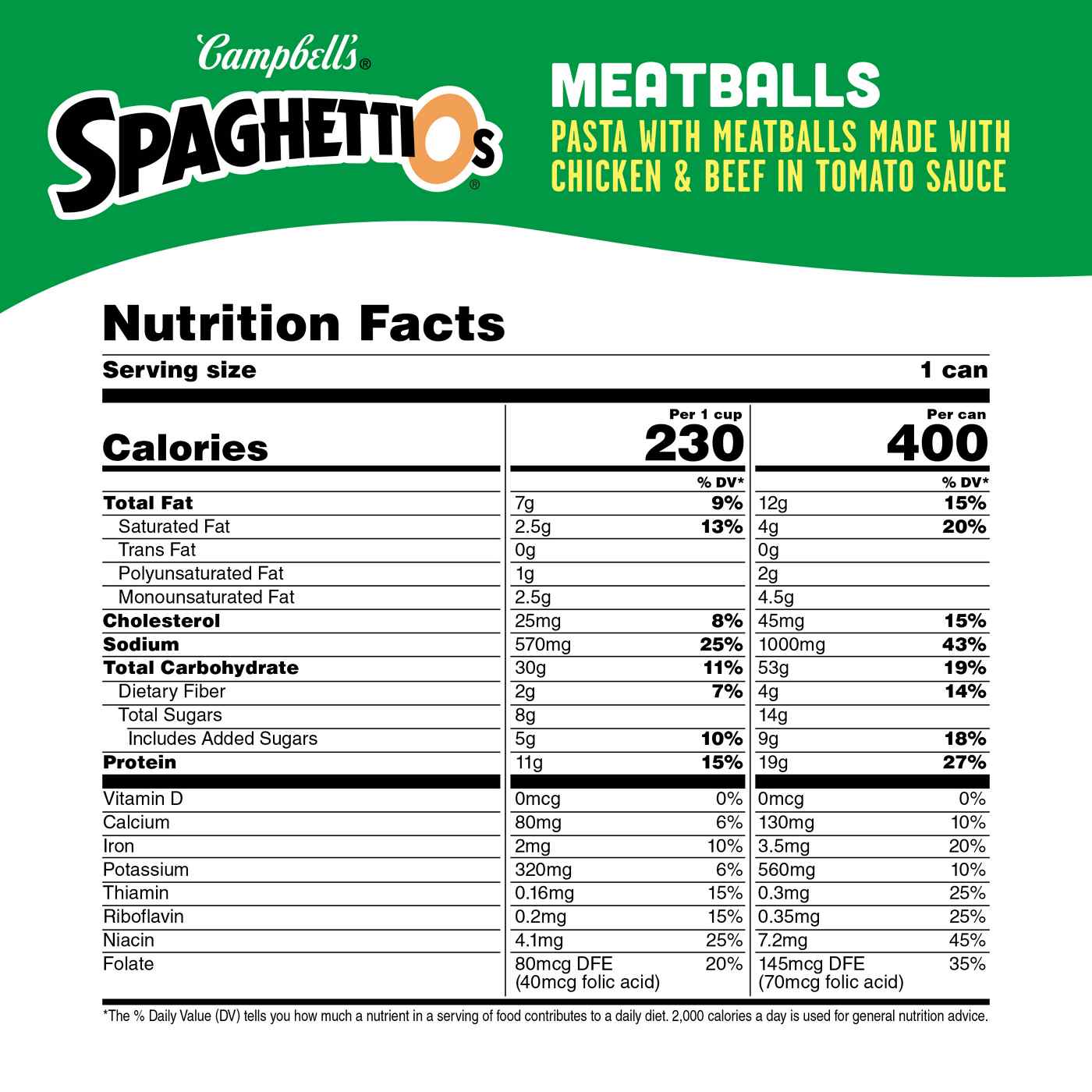 Campbell's SpaghettiOs Canned Pasta with Meatballs; image 6 of 8