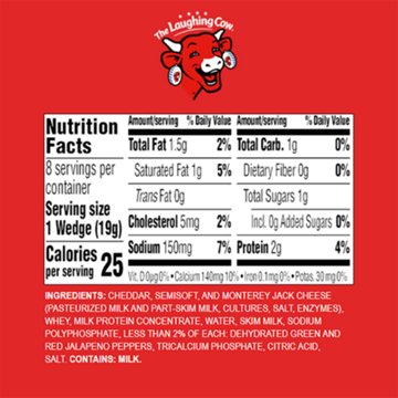 The Laughing Cow Spreadable Cheese Wedges - Creamy Spicy Pepper Jack, 8ct