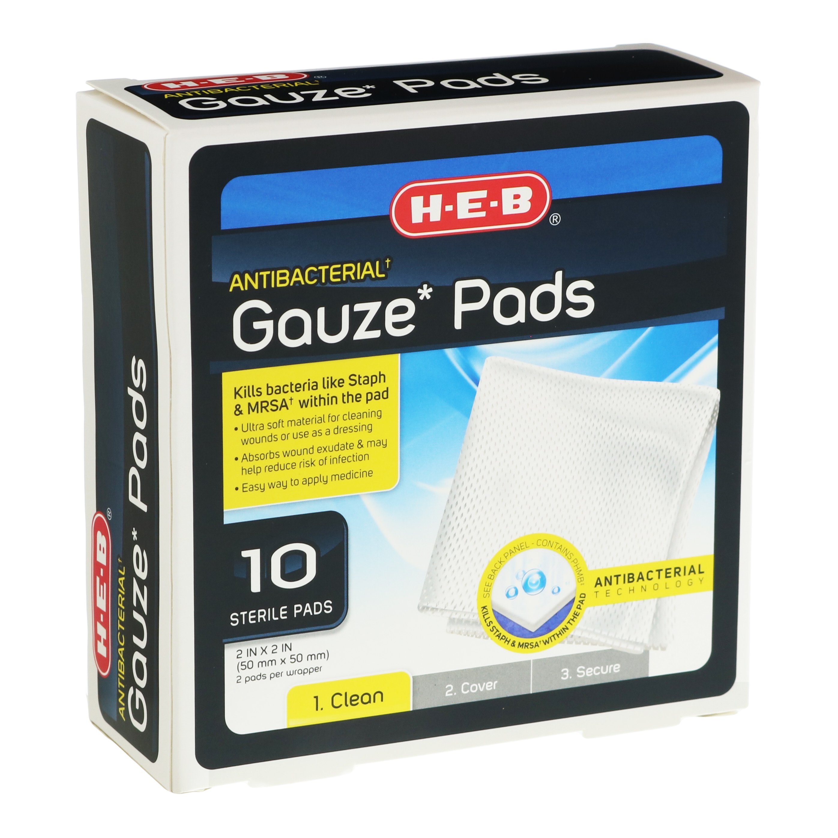 HEB 2" x 2" Antibacterial Gauze Pads Shop Bandages & Gauze at HEB