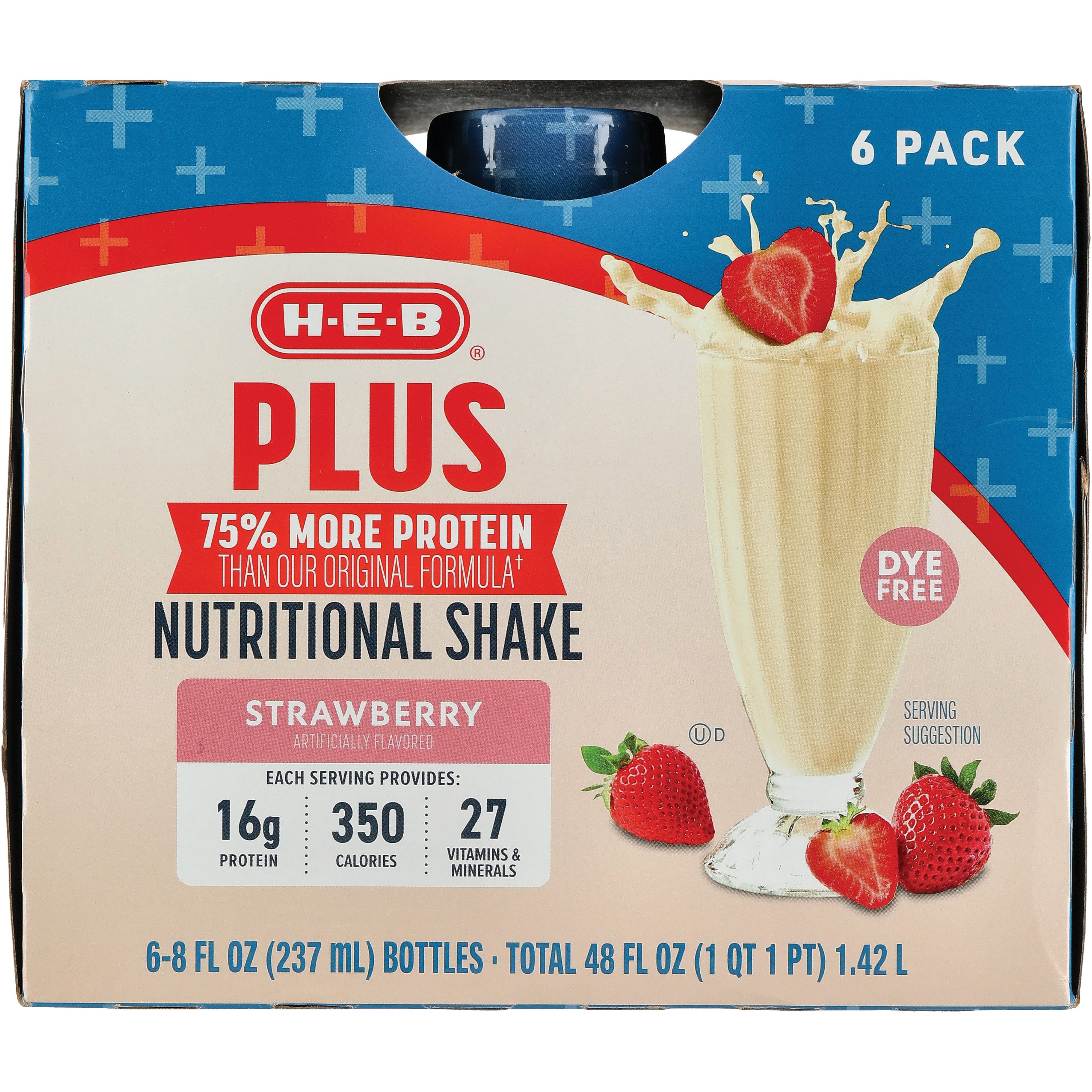 HEB Plus Protein Strawberry Flavored Nutritional Shakes, 6 Pk Shop Diet & fitness at HEB
