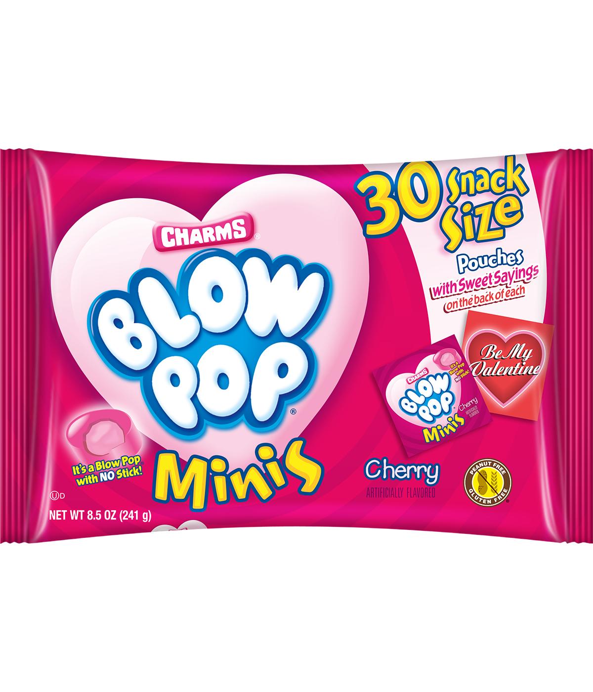 Charms Blow Pop Minis Cherry Snack Size Valentine's Candy Pouches