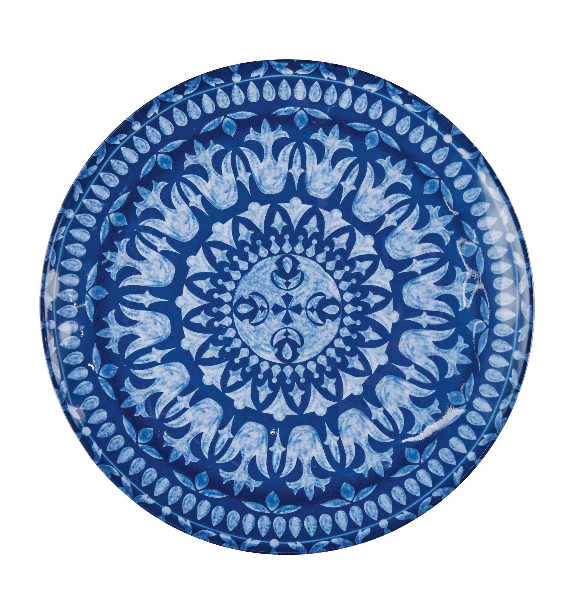 Dining Style Medallion Melamine 8" Blue Plate Shop Plates at HEB