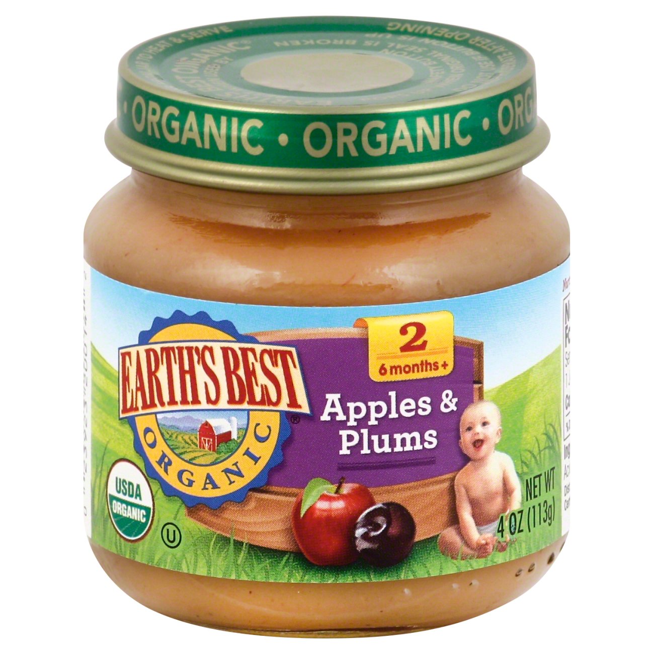 Earth's Best Organic Stage 2 Apples & Plums Shop Baby Food at HEB