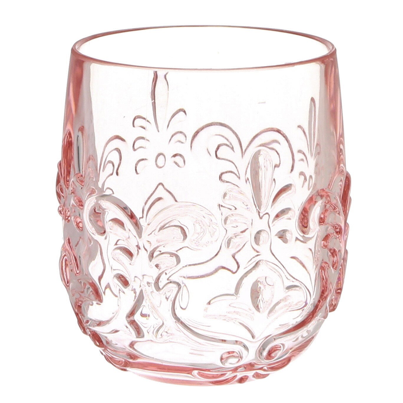 Dining Style Embossed 14oz Antique Pink Stemless Wine Glass Shop