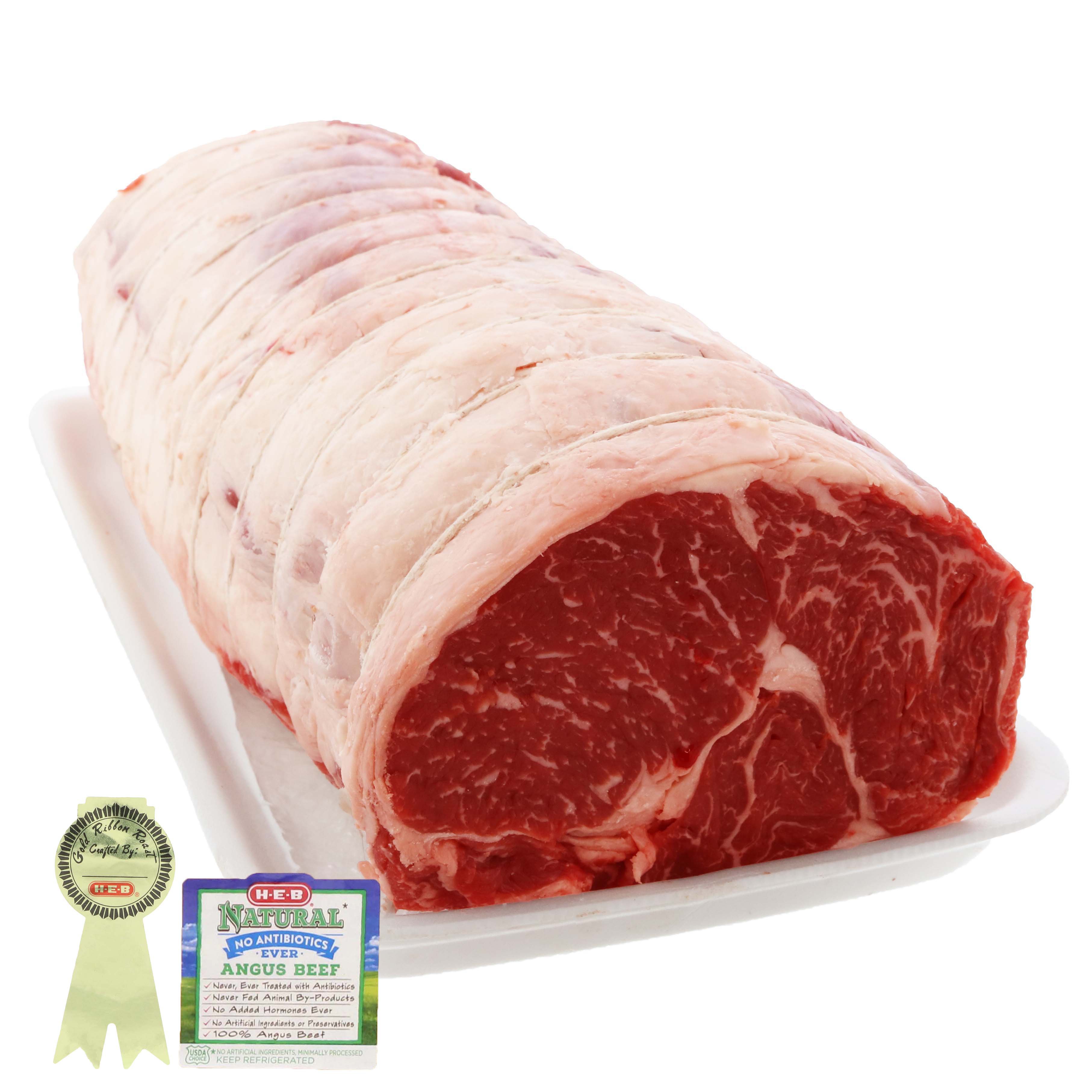 HEB Natural Beef Ribeye Roast, Boneless, USDA Choice, Gold Ribbon Shop Beef at HEB
