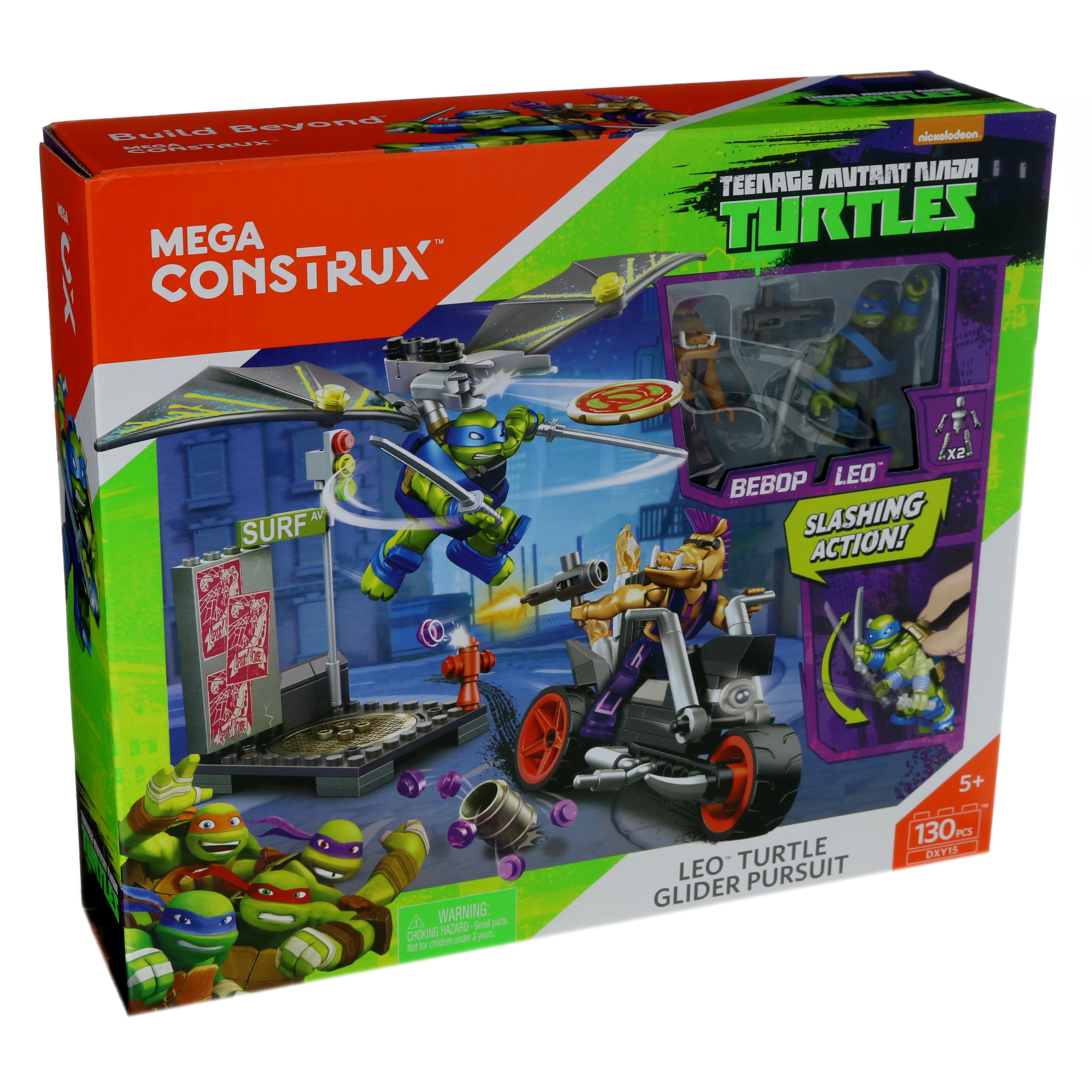 Mega Construx TMNT Leo Turtle Glider Pursuit set DXY15 130 pcs 