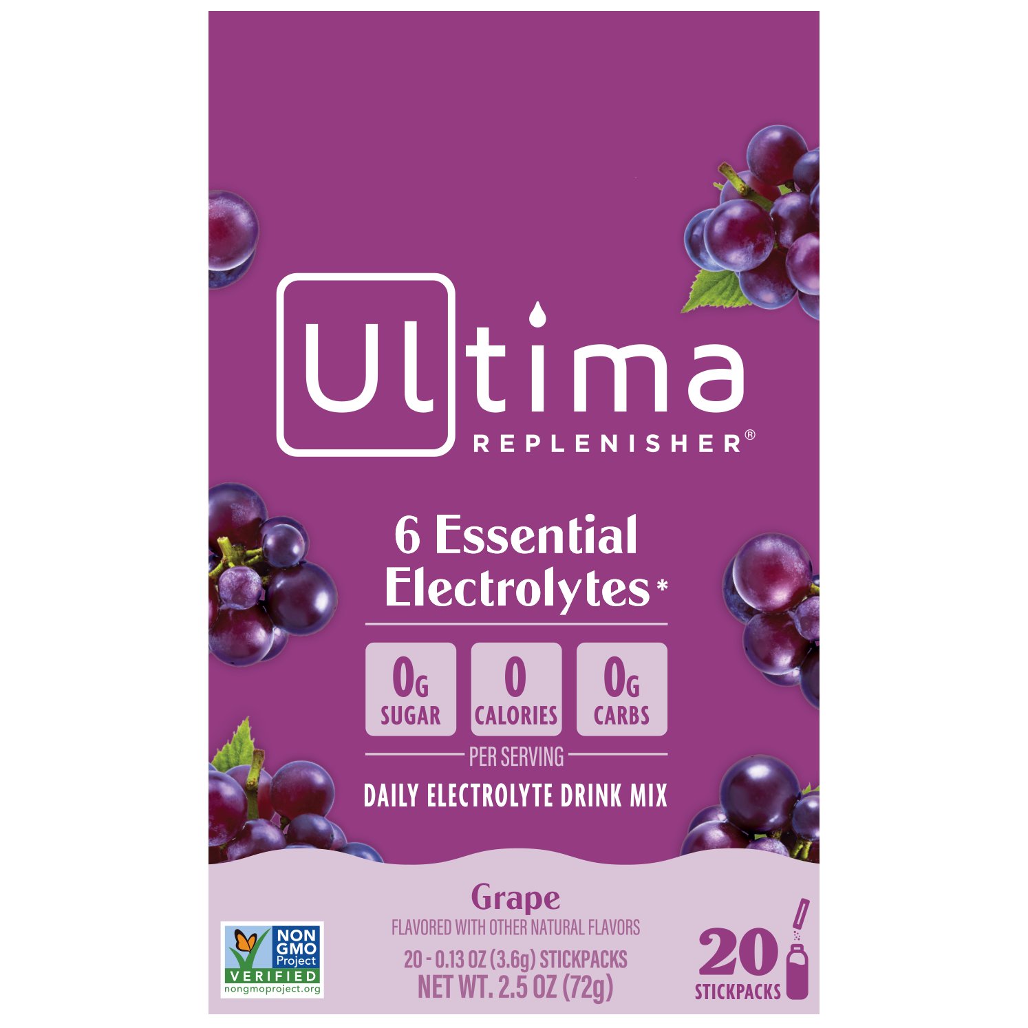 Ultima Replenisher Electrolyte Hydration Powder Stick Packs - Grape, 20 ct