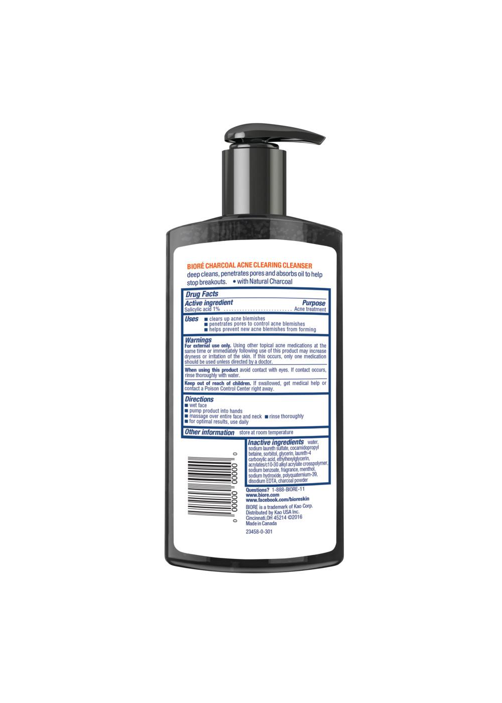 Bioré Charcoal Acne Clearing Cleanser; image 2 of 6