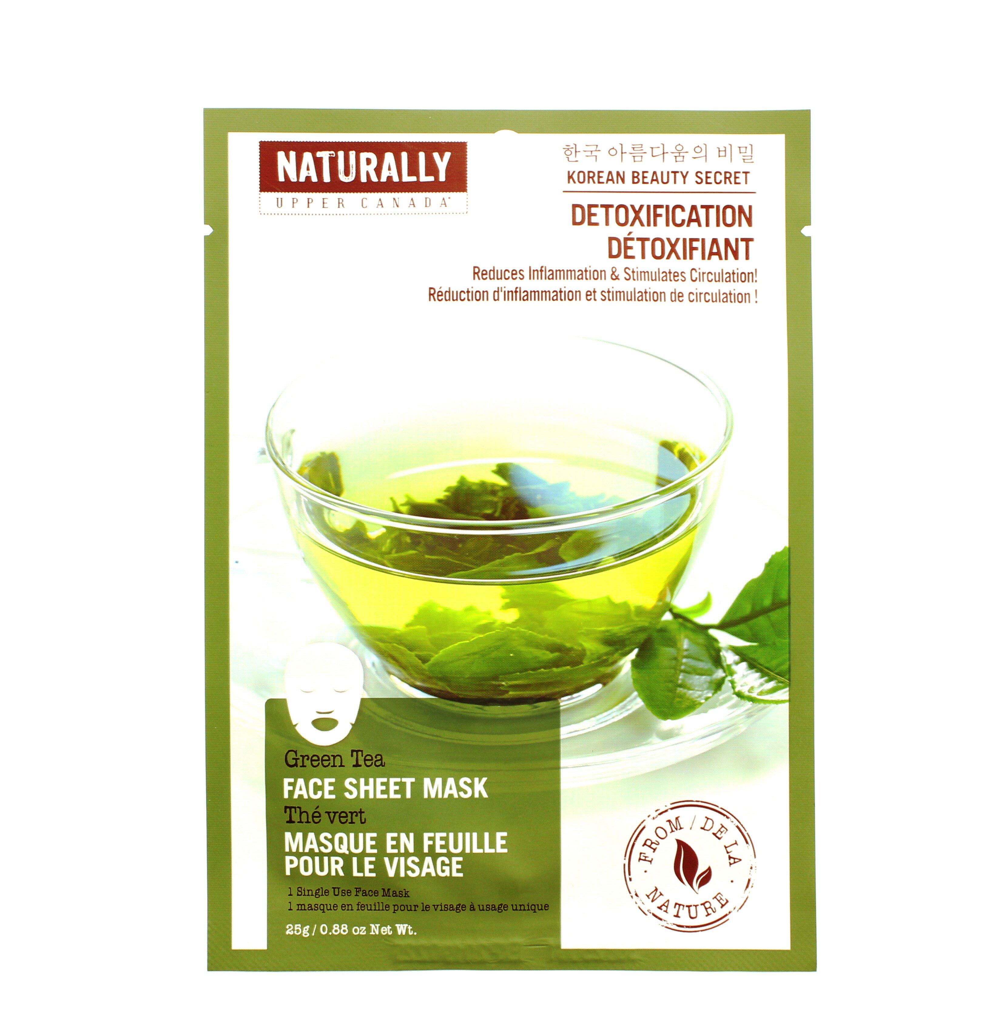 Upper Canada Naturally Detoxification Green Tea Face Sheet Mask Shop