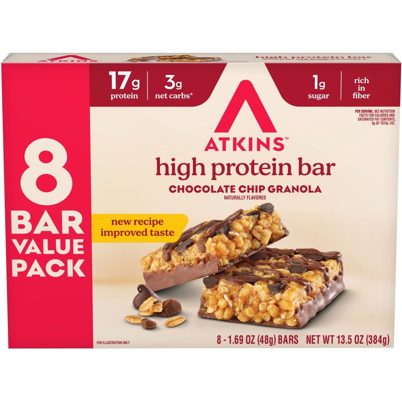 Atkins 17g Protein Meal Granola Bars Chocolate Chip Shop Diet & fitness at HEB