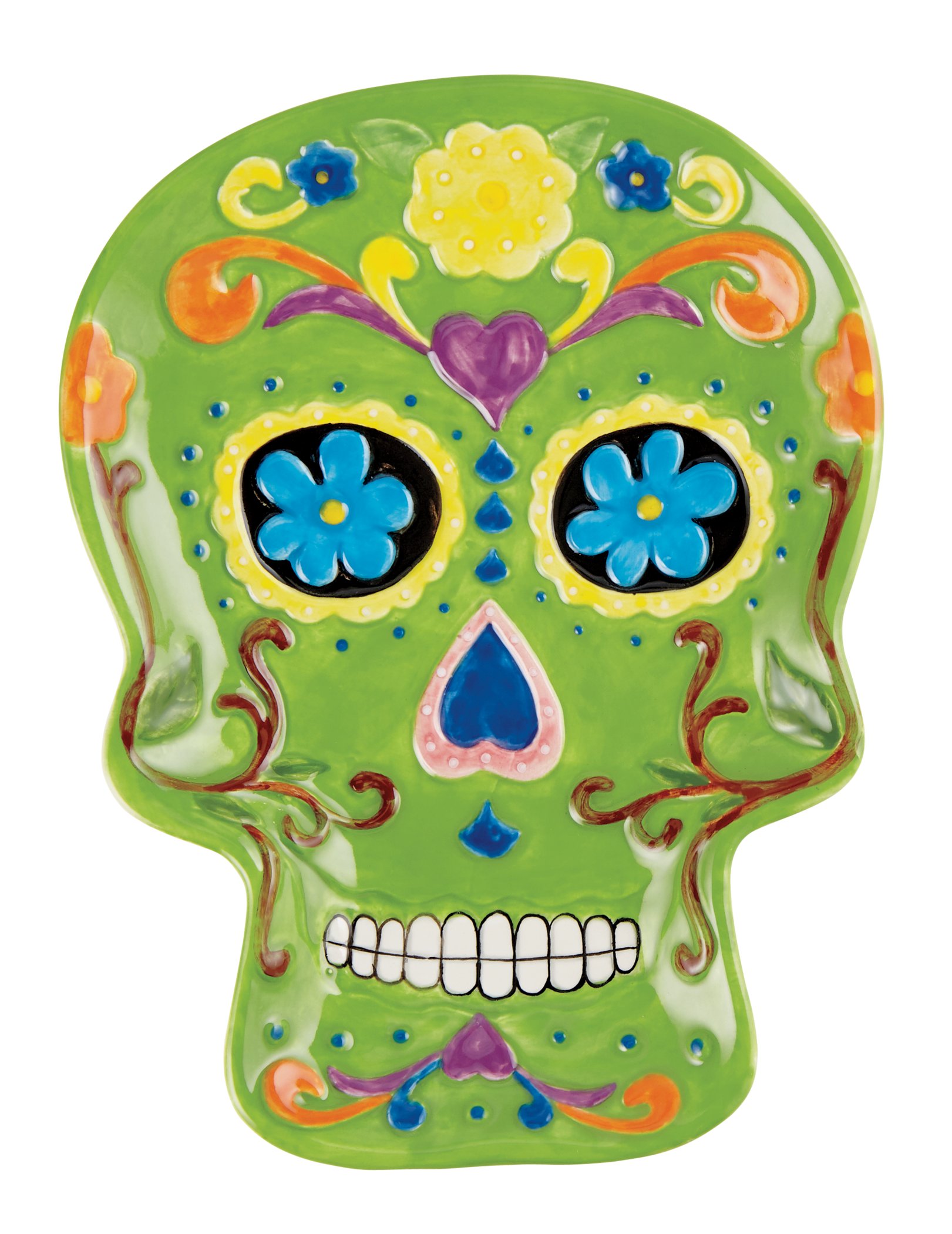 Holiday Market Day of the Dead Sugar Skull Candy Plate, Green - Shop ...