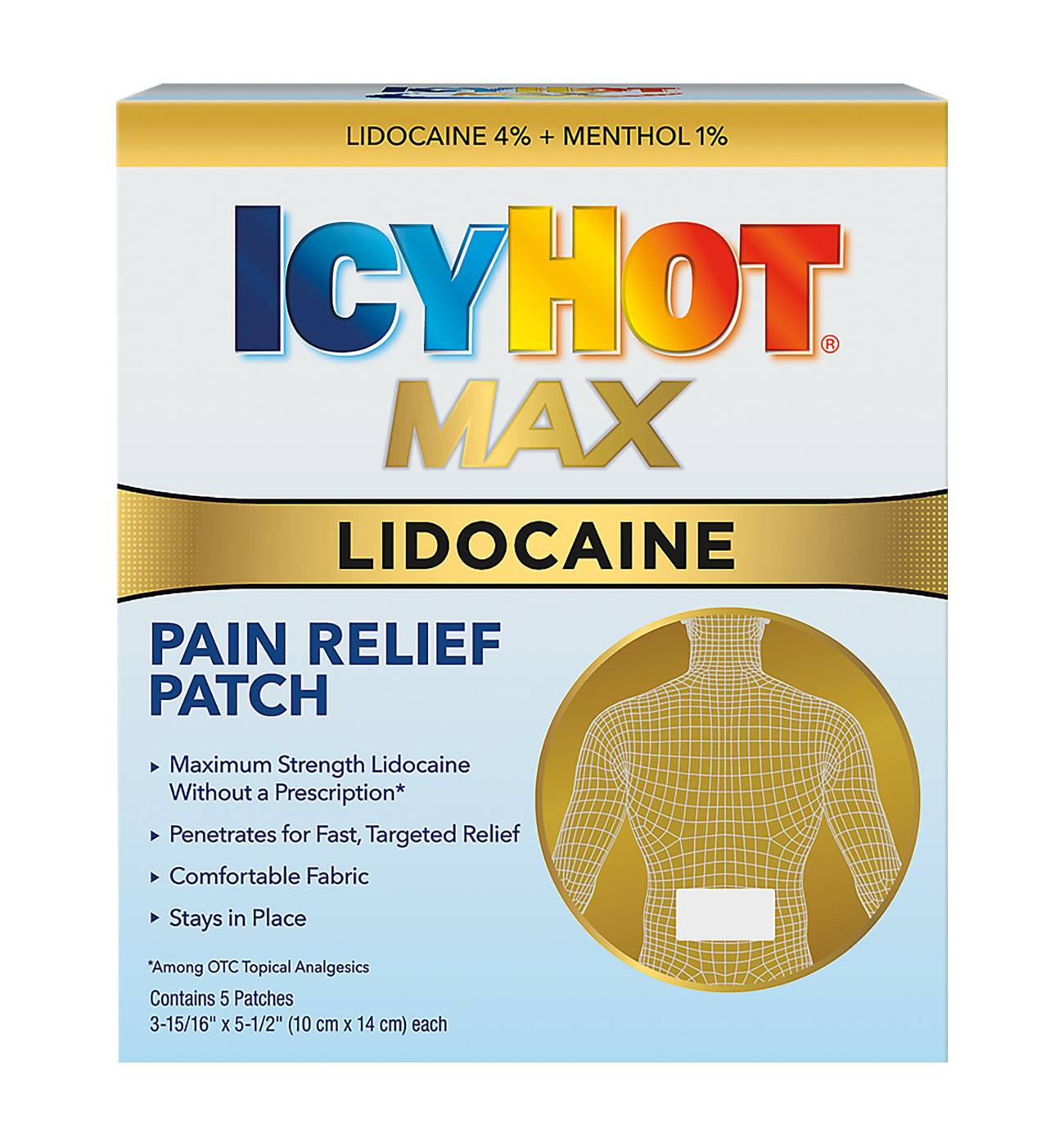 Icy Hot Lidocaine Plus Menthol Patch; image 1 of 6