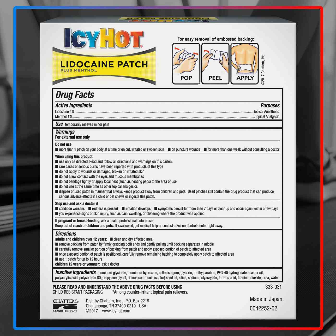 Icy Hot Lidocaine Plus Menthol Patch; image 4 of 6