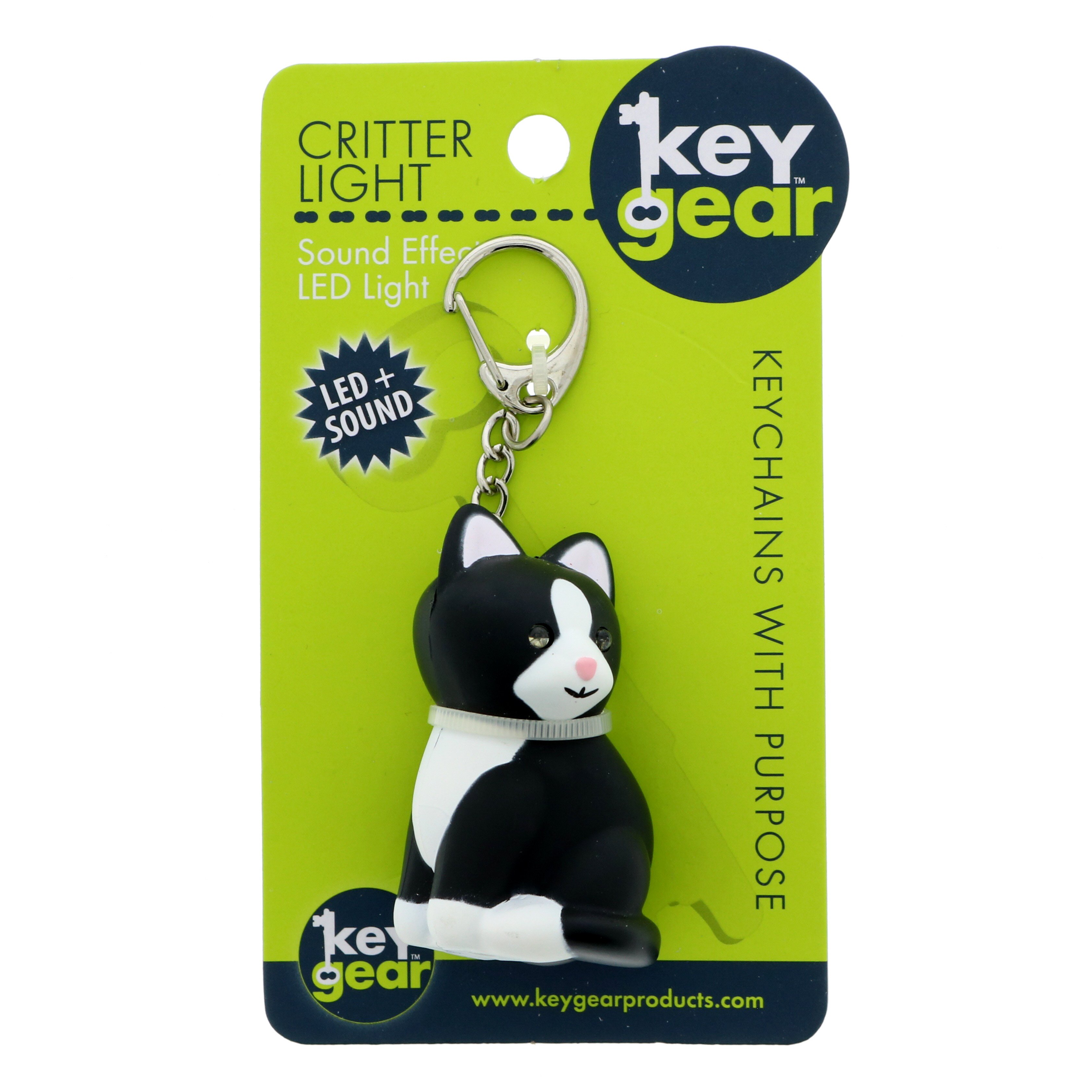 KeyGear Black & White Cat Light Key Chain Shop Clips & Key Rings at HEB