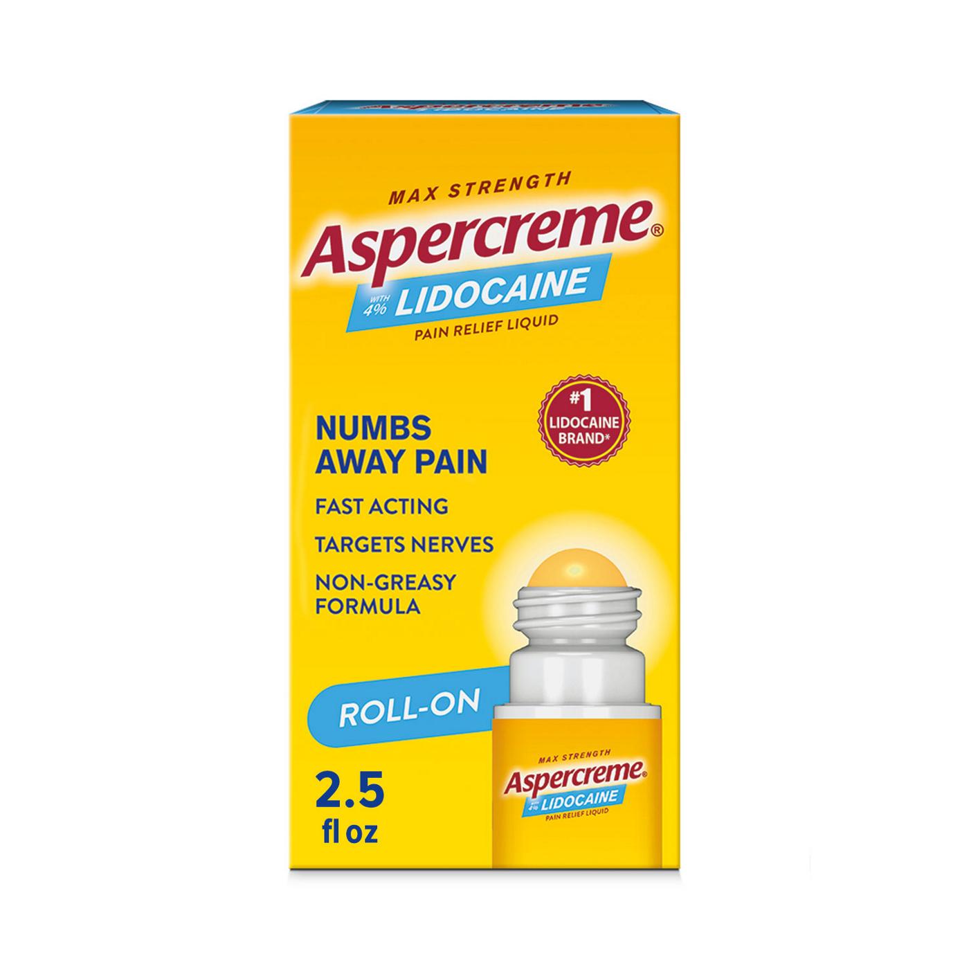 Aspercreme Lidocaine Pain Relief Roll-On; image 1 of 4