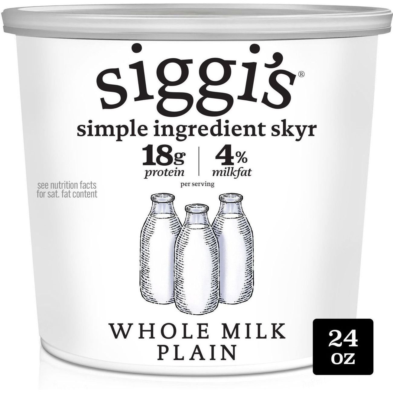 Siggi's 4% Strained Whole Milk Skyr Yogurt - Plain, 24 oz