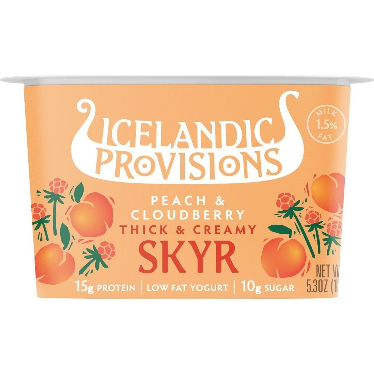 Icelandic Provisions 15g Protein Skyr - Peach & Cloudberry, 5.3 oz