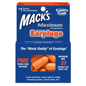 Mack's Maximum Protection Soft Foam Earplugs, 10 pair