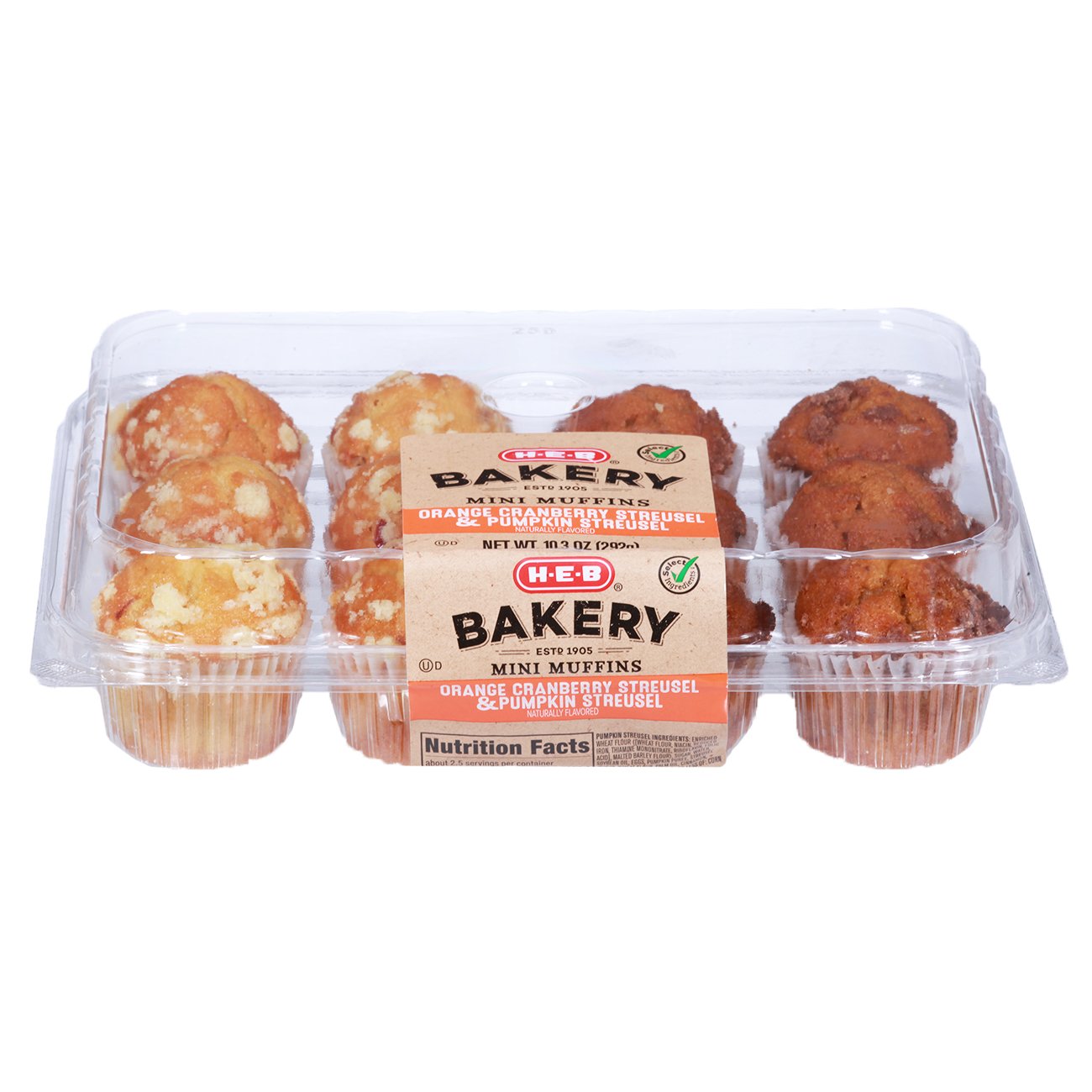HEB Bakery Orange Cranberry & Pumpkin Streusel Mini Muffins Shop