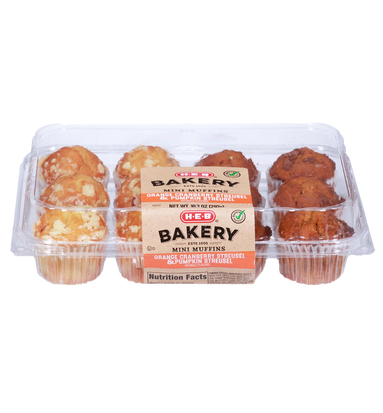 H-E-B Bakery Orange Cranberry & Pumpkin Streusel Mini Muffins; image 1 of 2