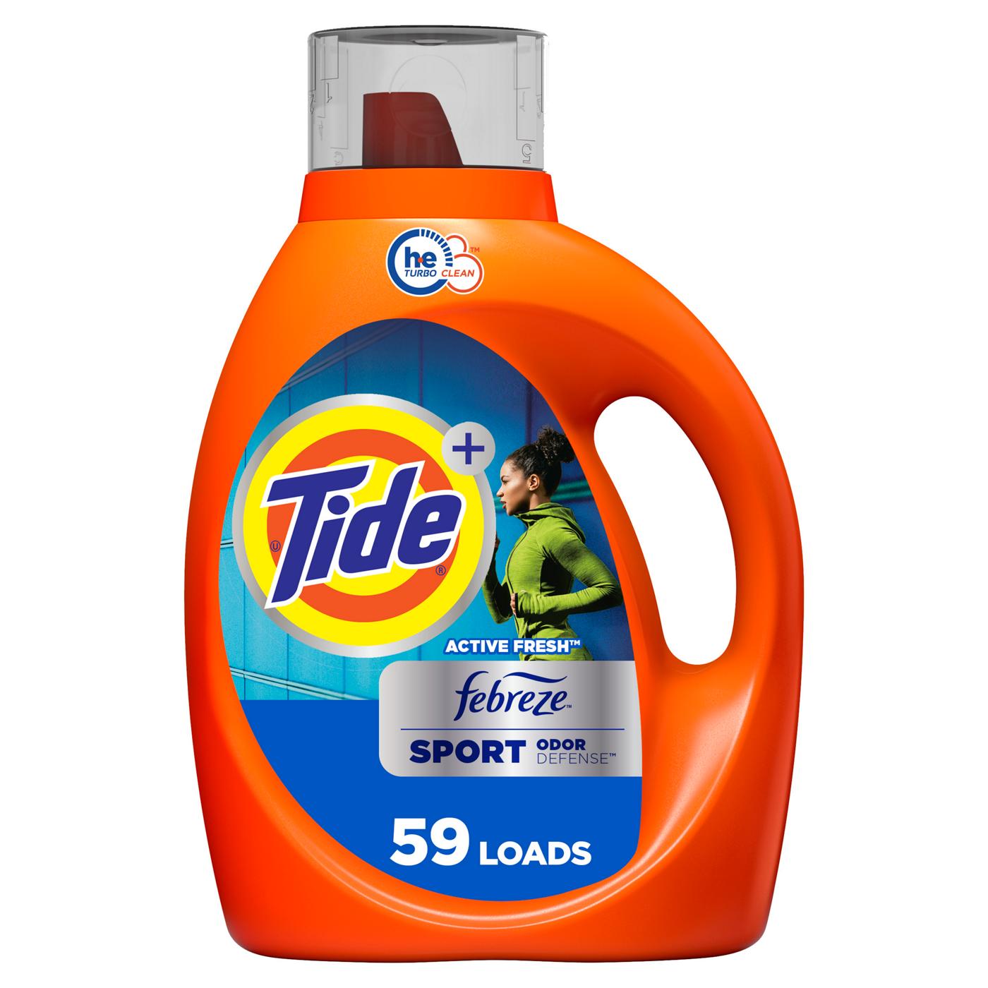 Tide + Febreze Sport Odor Defense HE Turbo Clean Liquid Laundry Detergent, 59 Loads -  Active Fresh; image 1 of 15
