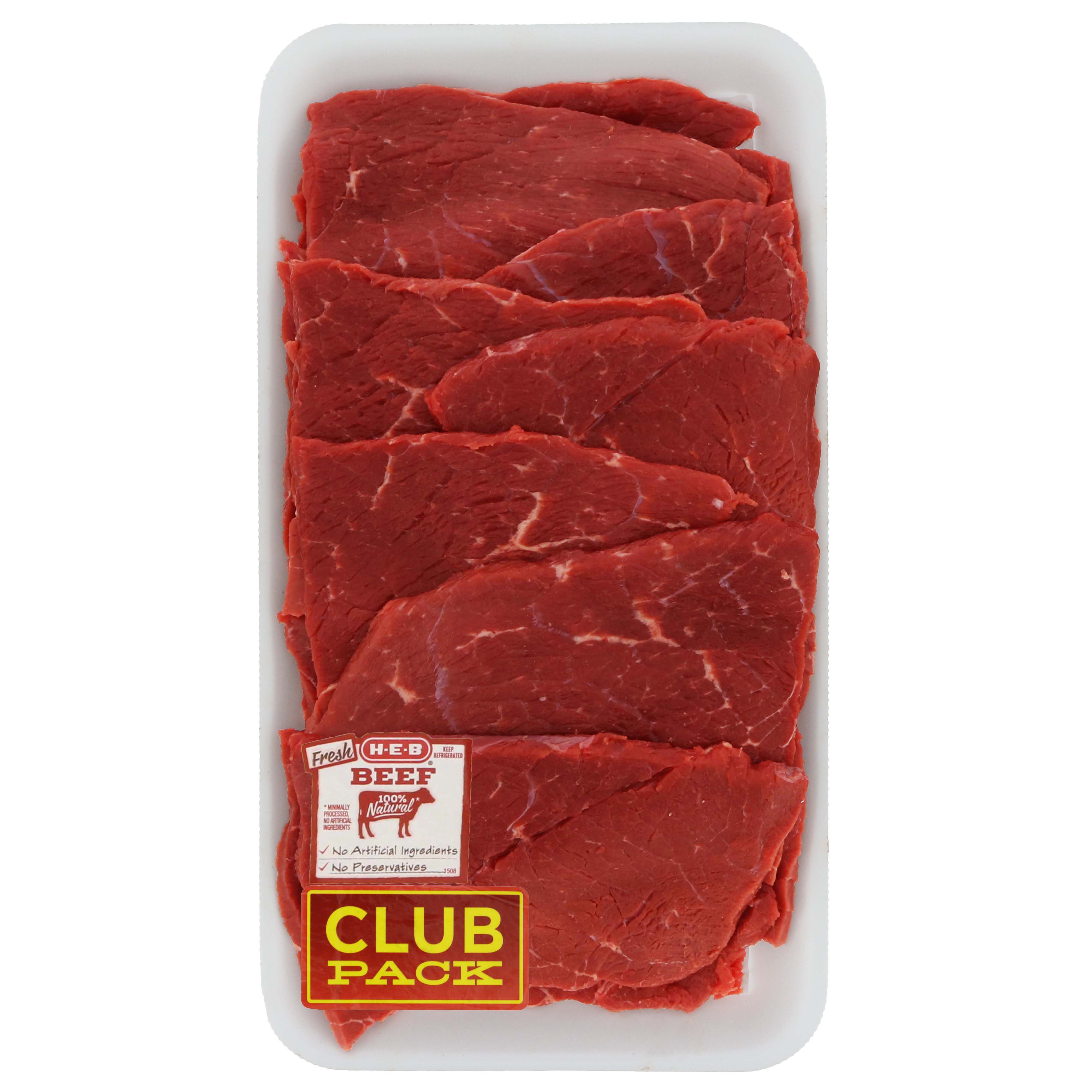 HEB Beef Top Round Steak Milanesa, Club Pack, USDA Select, 89 steaks