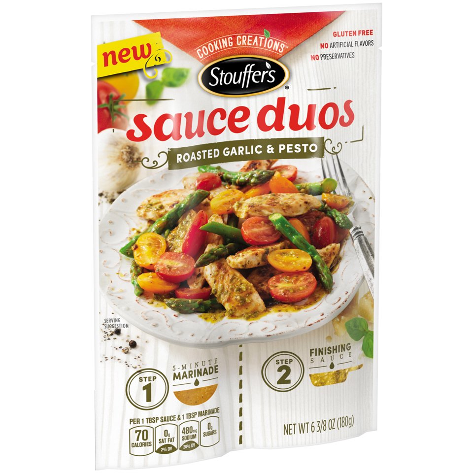 Stouffer's Sauce Duos Roasted Garlic And Pesto Shop Cooking Sauces at