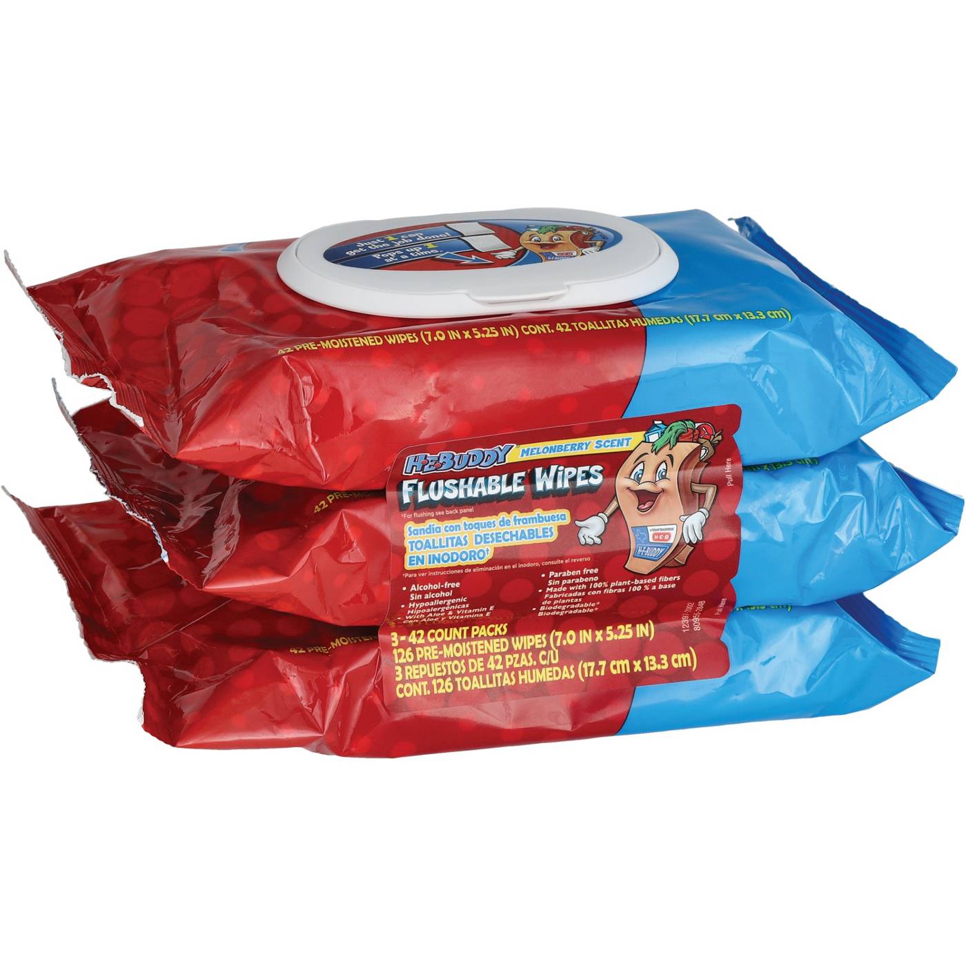 H-E-Buddy Flushable Baby Wipes - Melonberry, 3 pk; image 1 of 3