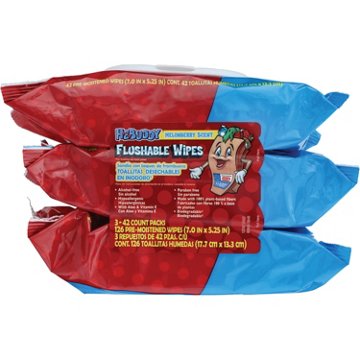 H-E-Buddy Flushable Baby Wipes - Melonberry, 3 pk, 126 ct