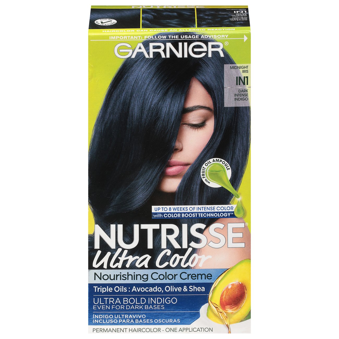 Garnier Nutrisse Ultra Color Nourishing Bold Permanent Hair Color Creme IN1  Dark Intense Indigo - Shop Hair Color at H-E-B