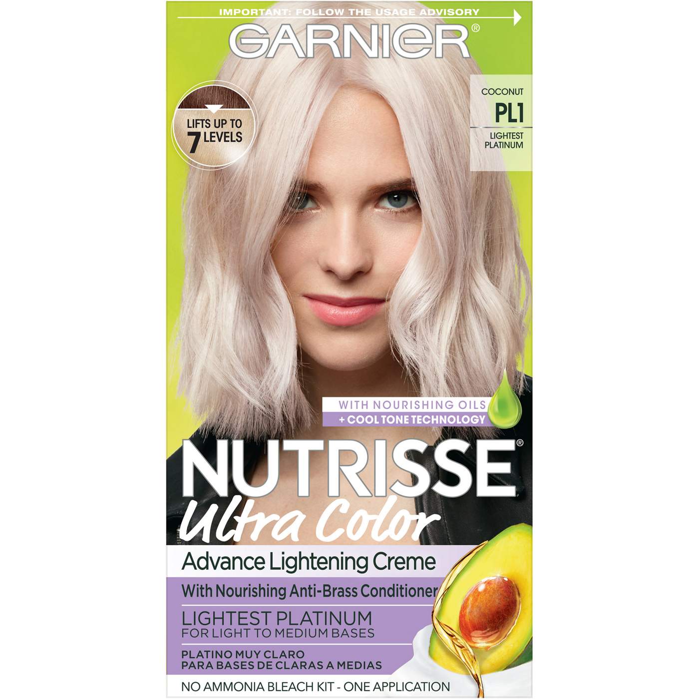 Garnier Nutrisse Ultra Color PL1 Lightening Creme Bleach PL1 Ultra Pure Platinum; image 1 of 8