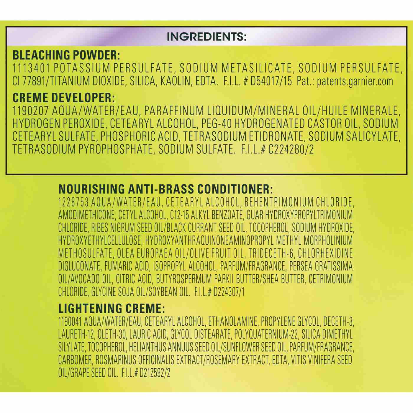 Garnier Nutrisse Ultra Color PL1 Lightening Creme Bleach PL1 Ultra Pure Platinum; image 3 of 8