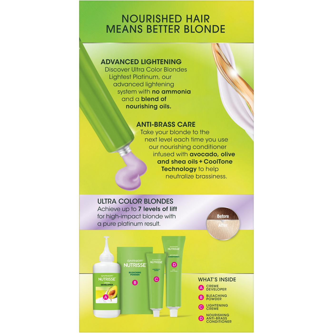 Garnier Nutrisse Ultra Color PL1 Lightening Creme Bleach PL1 Ultra Pure Platinum; image 7 of 8