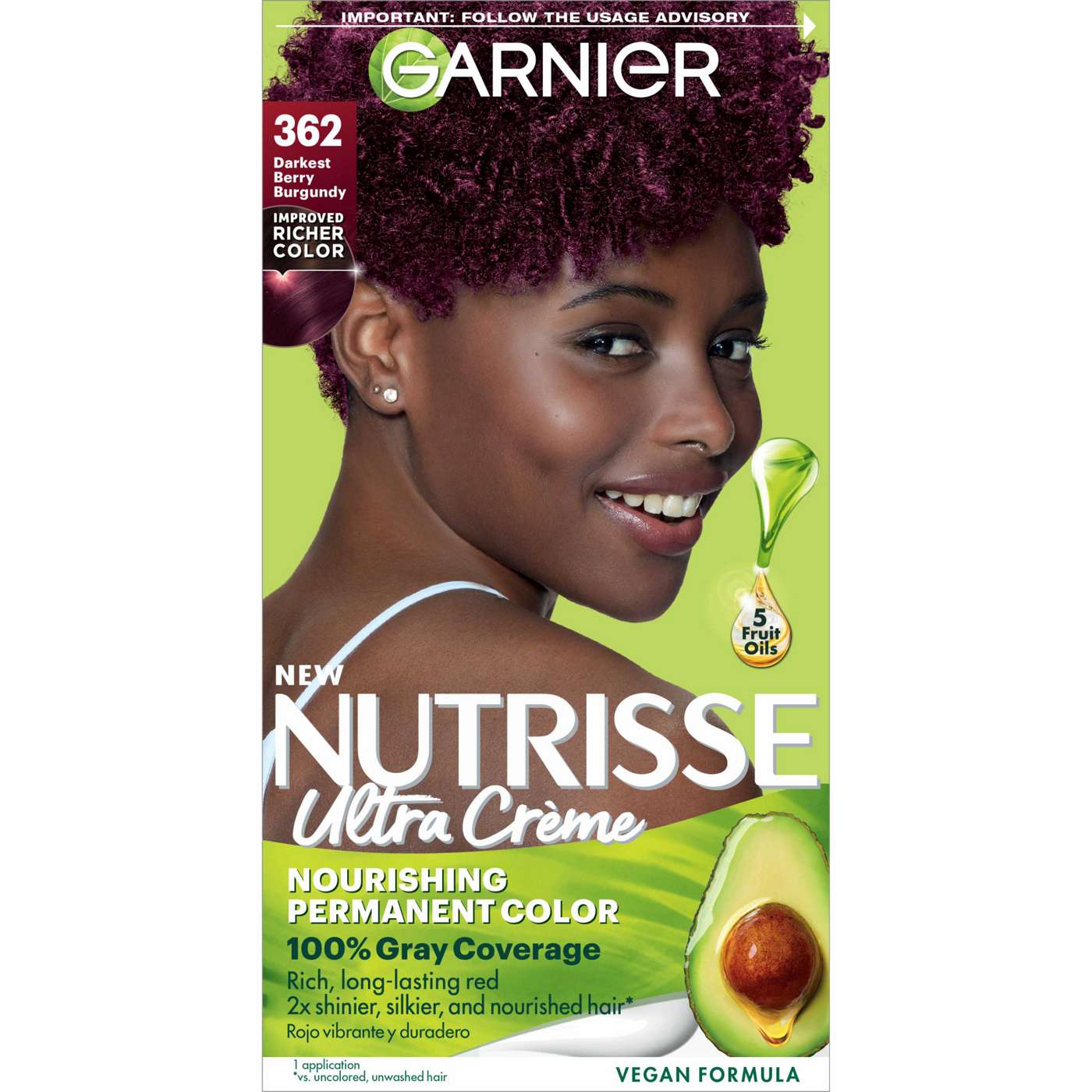 Garnier Nutrisse Nourishing Hair Color Creme - 362 Darkest Berry Burgundy (Raspberry Jam); image 1 of 2