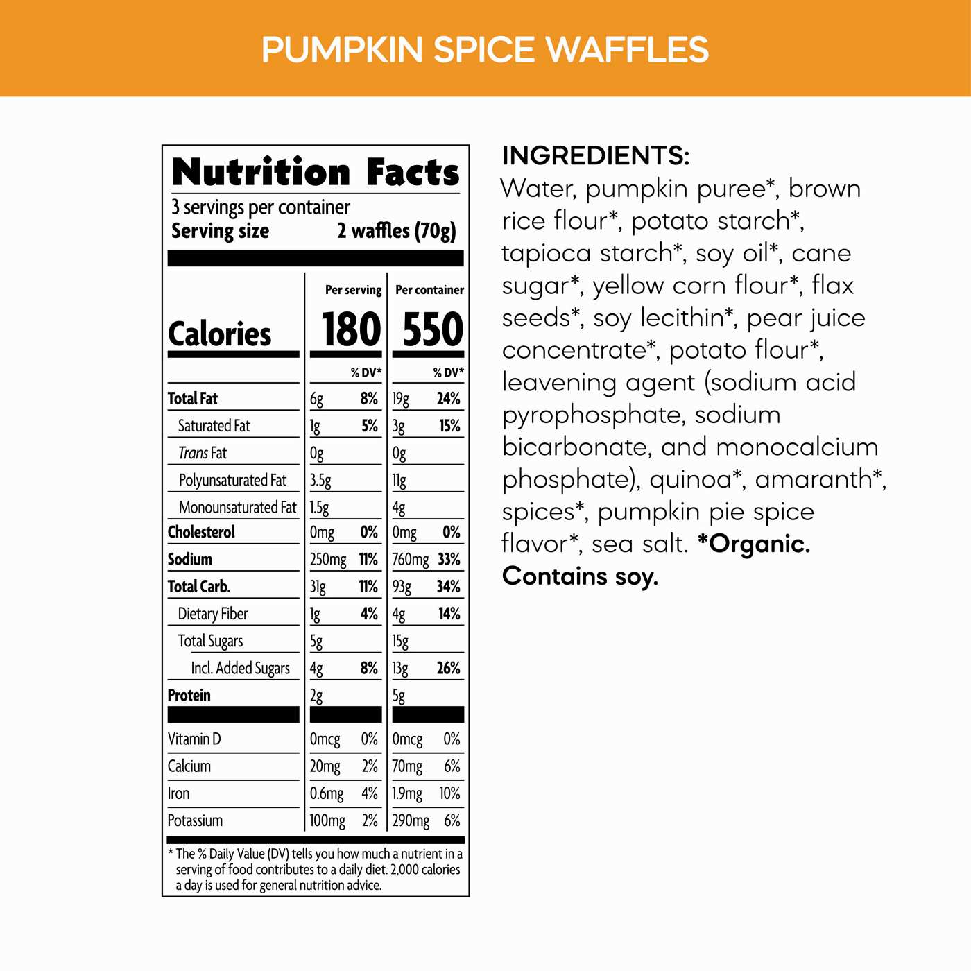 Nature's Path Organic Gluten Free Frozen Waffles - Pumpkin Spice; image 3 of 6