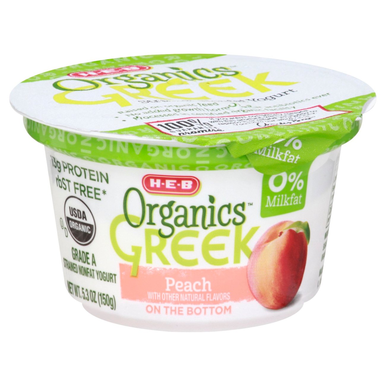 HEB Organics Greek Yogurt Peach Shop Yogurt at HEB