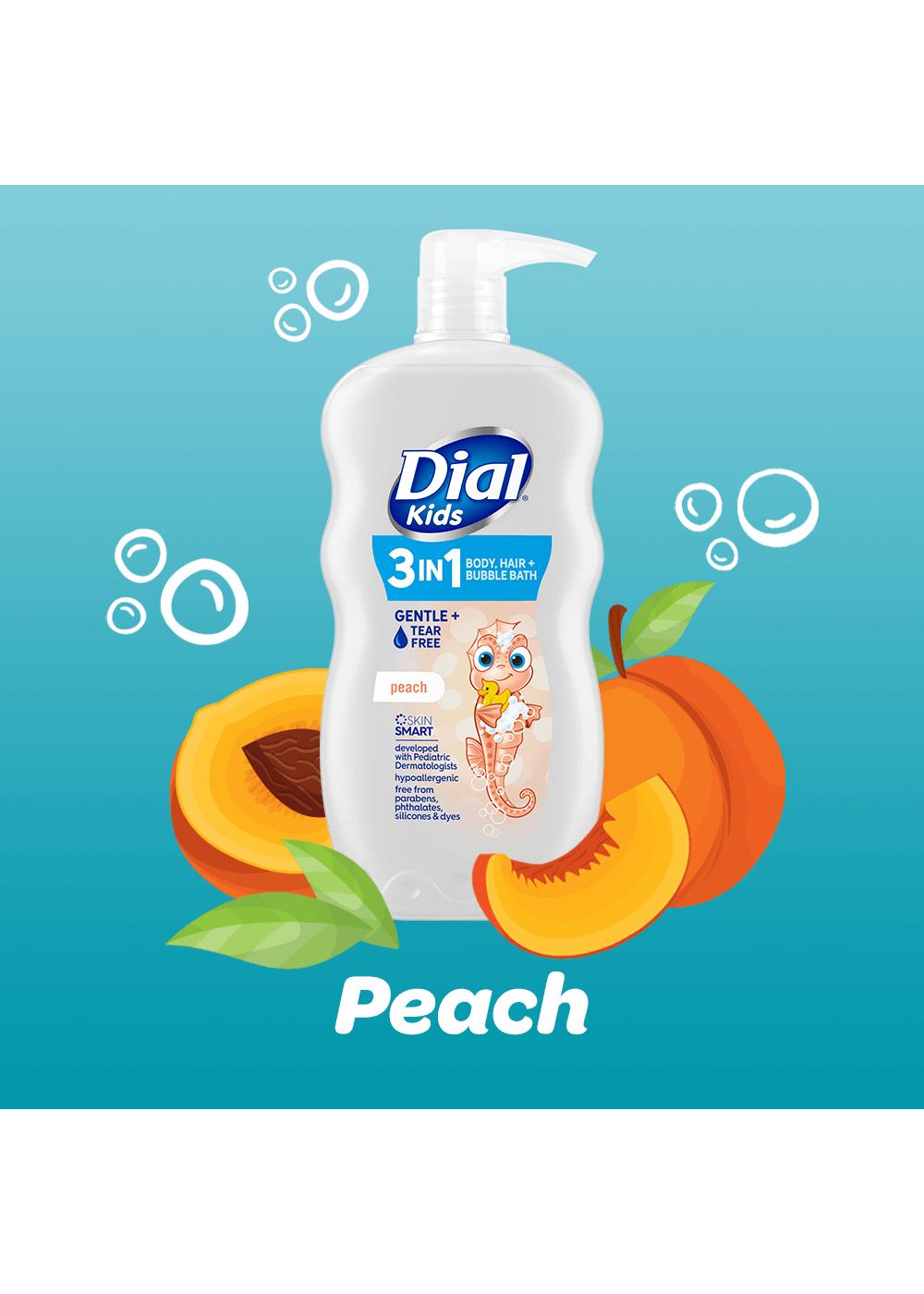 Dial Kids 3-in-1 Body + Hair + Bubble Bath, Peach; image 2 of 7