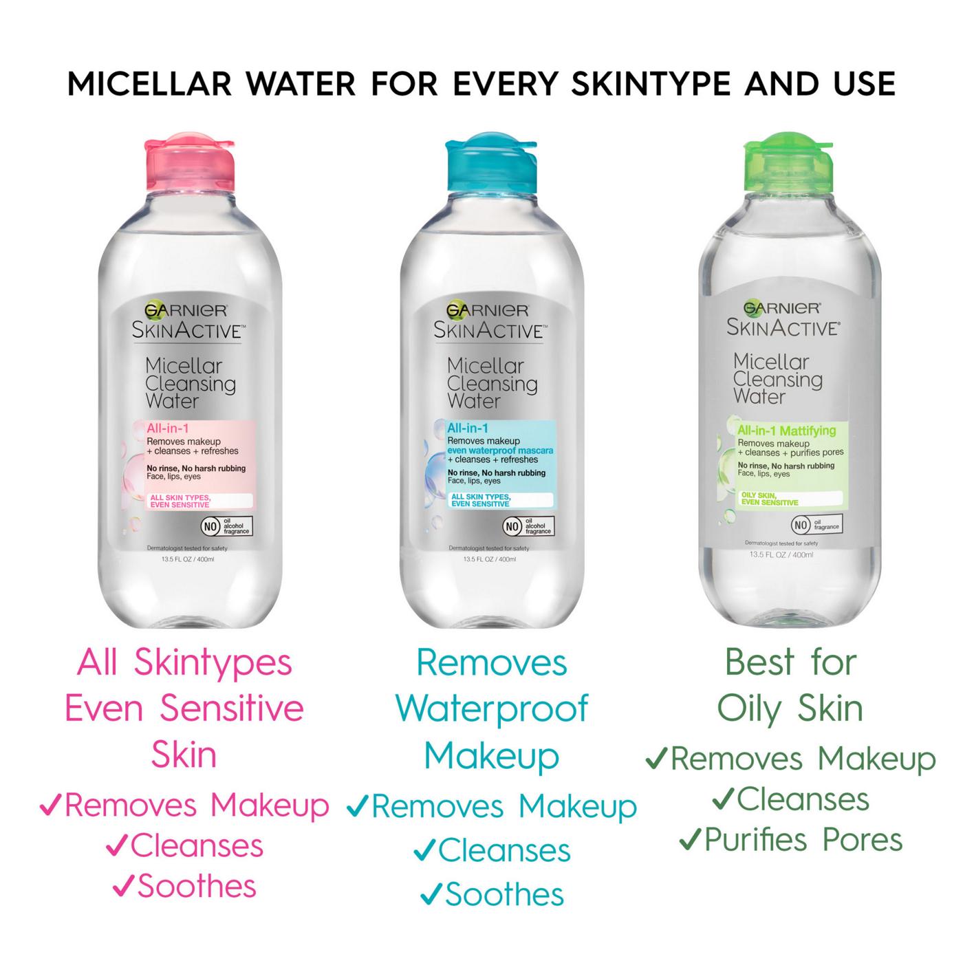 Garnier SkinActive Micellar Cleansing Water, For Waterproof Makeup; image 3 of 6