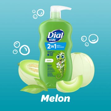 Dial Kids 2-in-1 Body, Hair & Bubble Bath - Melon, 24 oz
