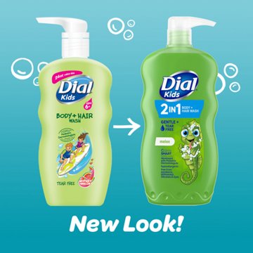 Dial Kids 2-in-1 Body, Hair & Bubble Bath - Melon, 24 oz