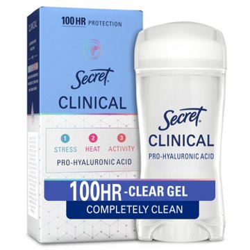 Secret Clinical Strength Clear Gel Antiperspirant and Deodorant for Women, Pro-Hyaluronic Acid Completely Clean
