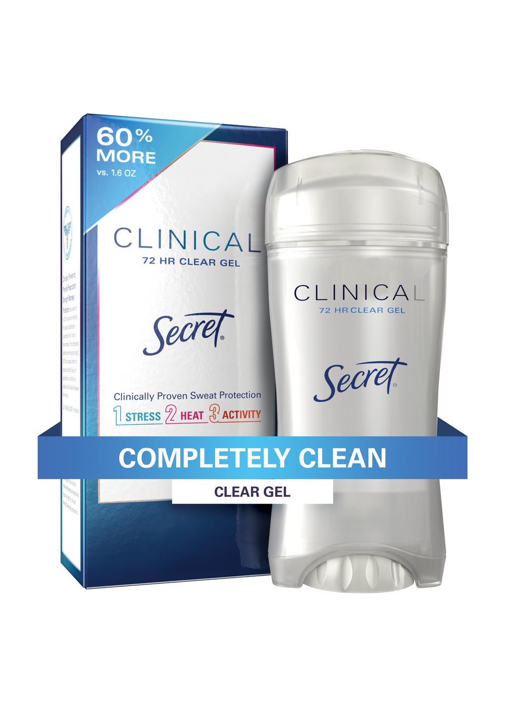 Secret Clinical Strength Clear Gel Antiperspirant and Deodorant for Women, Pro-Hyaluronic Acid Completely Clean; image 8 of 9