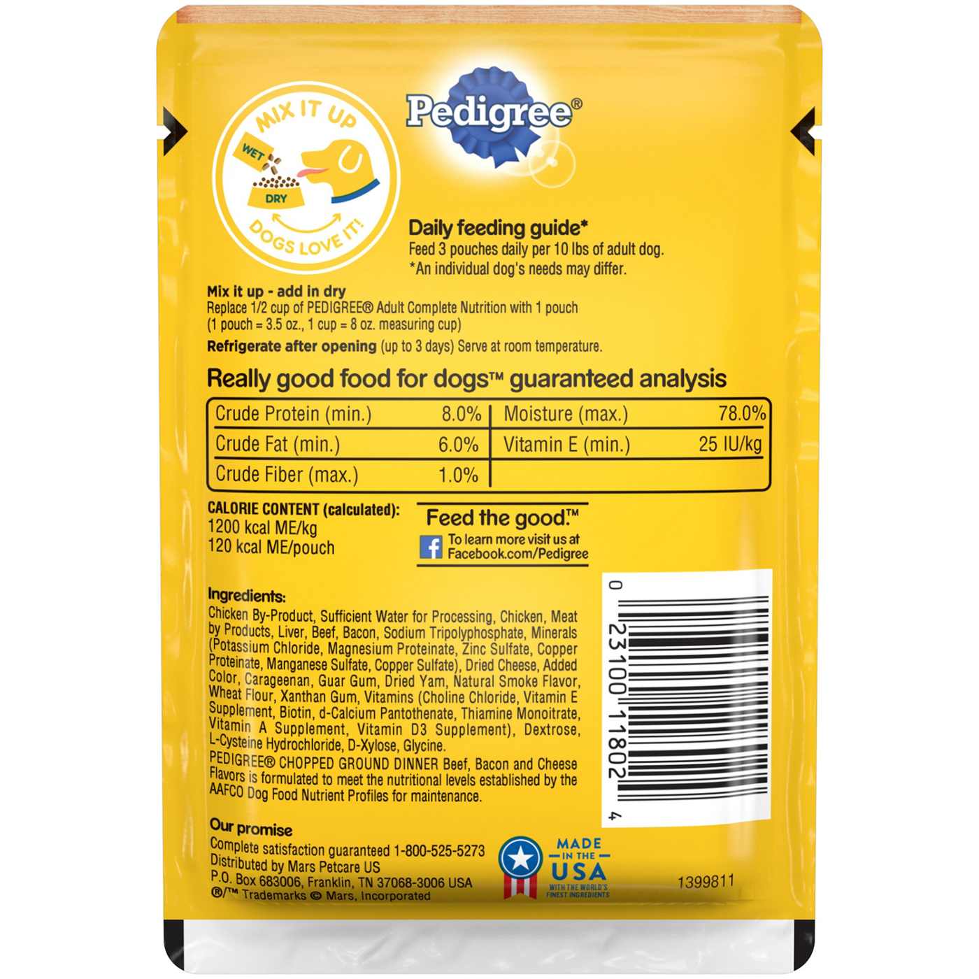 Pedigree Chopped Dinner Beef Bacon & Cheese Wet Dog Food Shop Food at