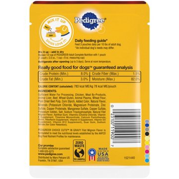 Pedigree Choice Cuts in Gravy Filet Mignon Wet Dog Food, 3.5 oz