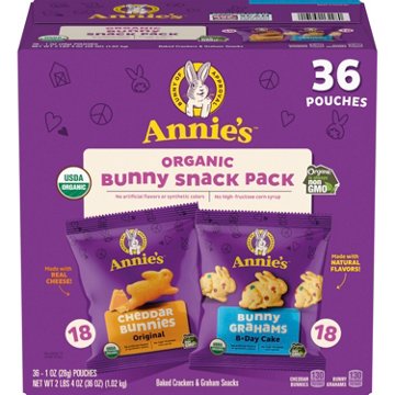 Annie's Organic Bunny Snacks Pack 1 oz Pouches, 36 ct