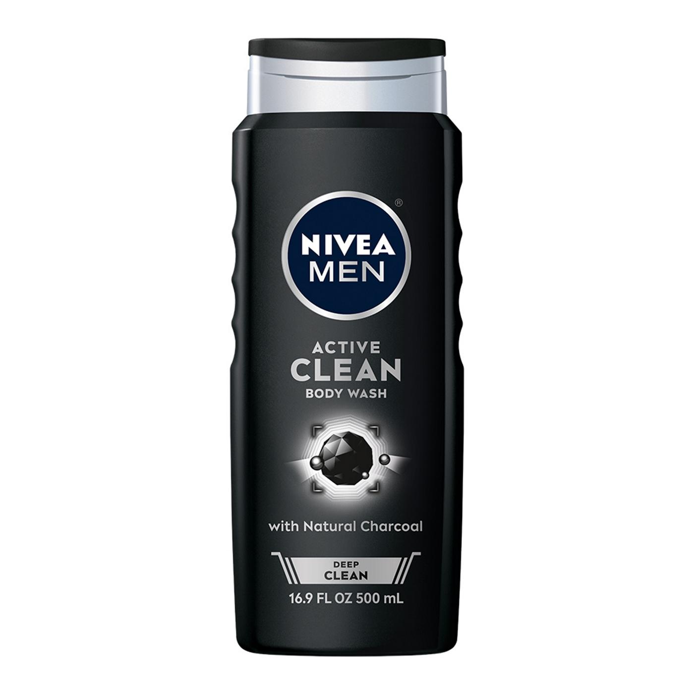 NIVEA Men Active Clean Body Wash with Natural Charcoal