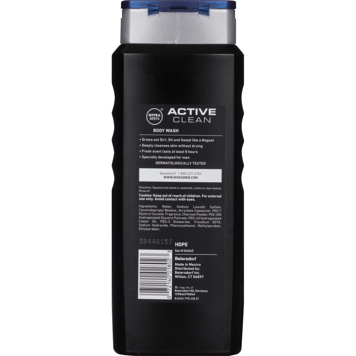 NIVEA Men Active Clean Body Wash with Natural Charcoal; image 2 of 3