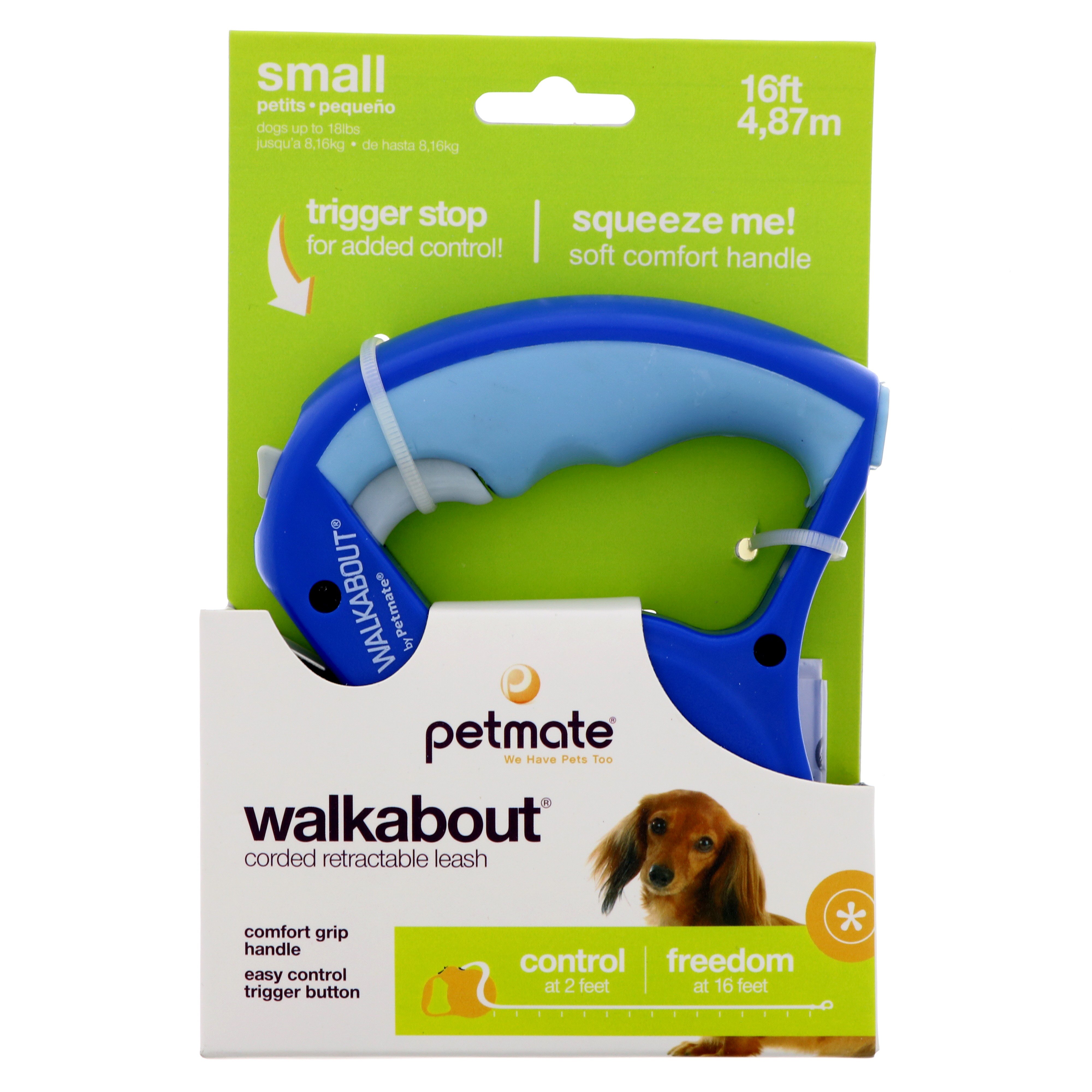 Petmate Walkabout Retractable Cord Leash Blue Shop Leashes at HEB
