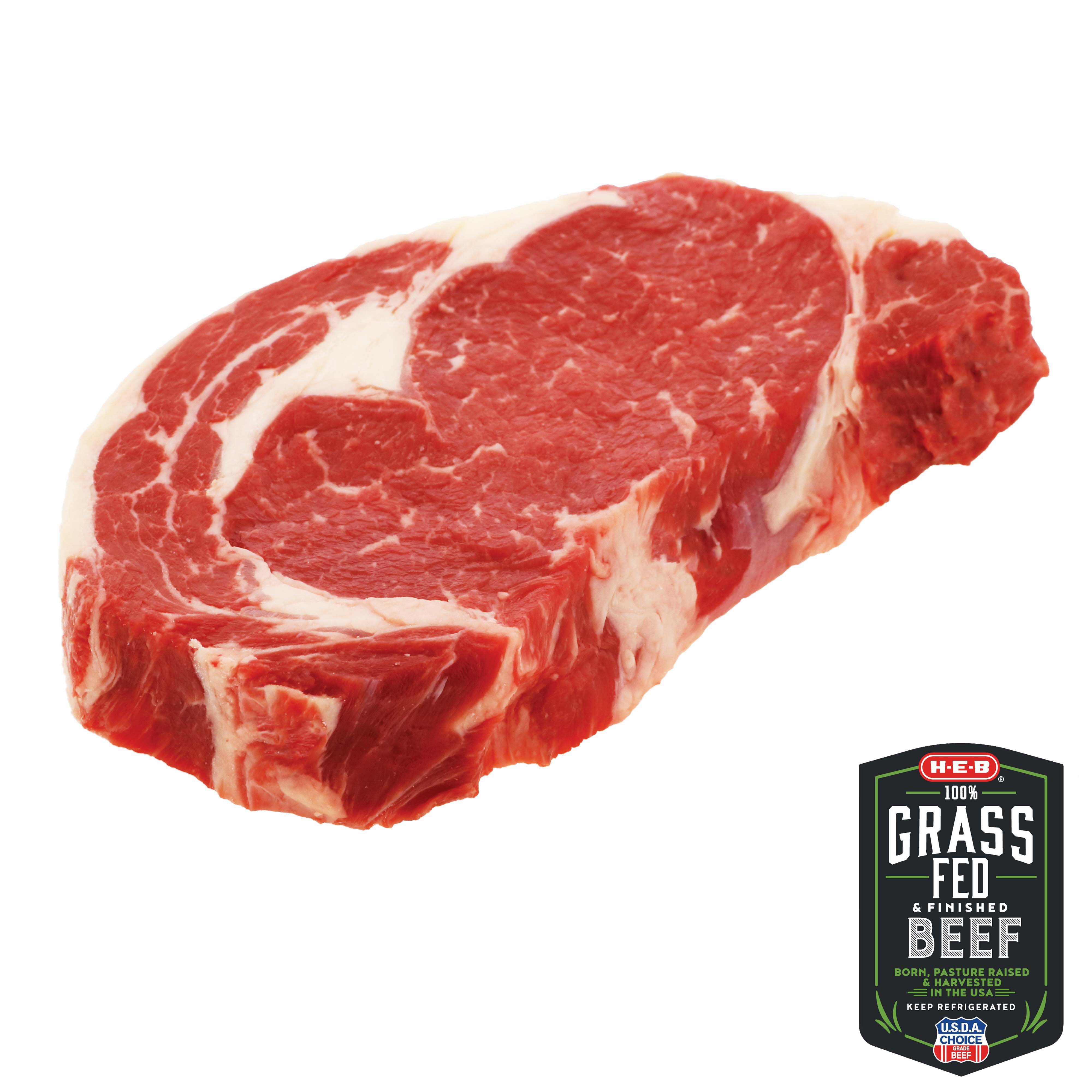 H-E-B Grass Fed Prime Beef Ribeye Steak Boneless - Shop Beef at H-E-B