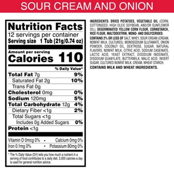 Pringles Sour Cream & Onion Snack Stacks Potato Crisps Chips, 12 ct